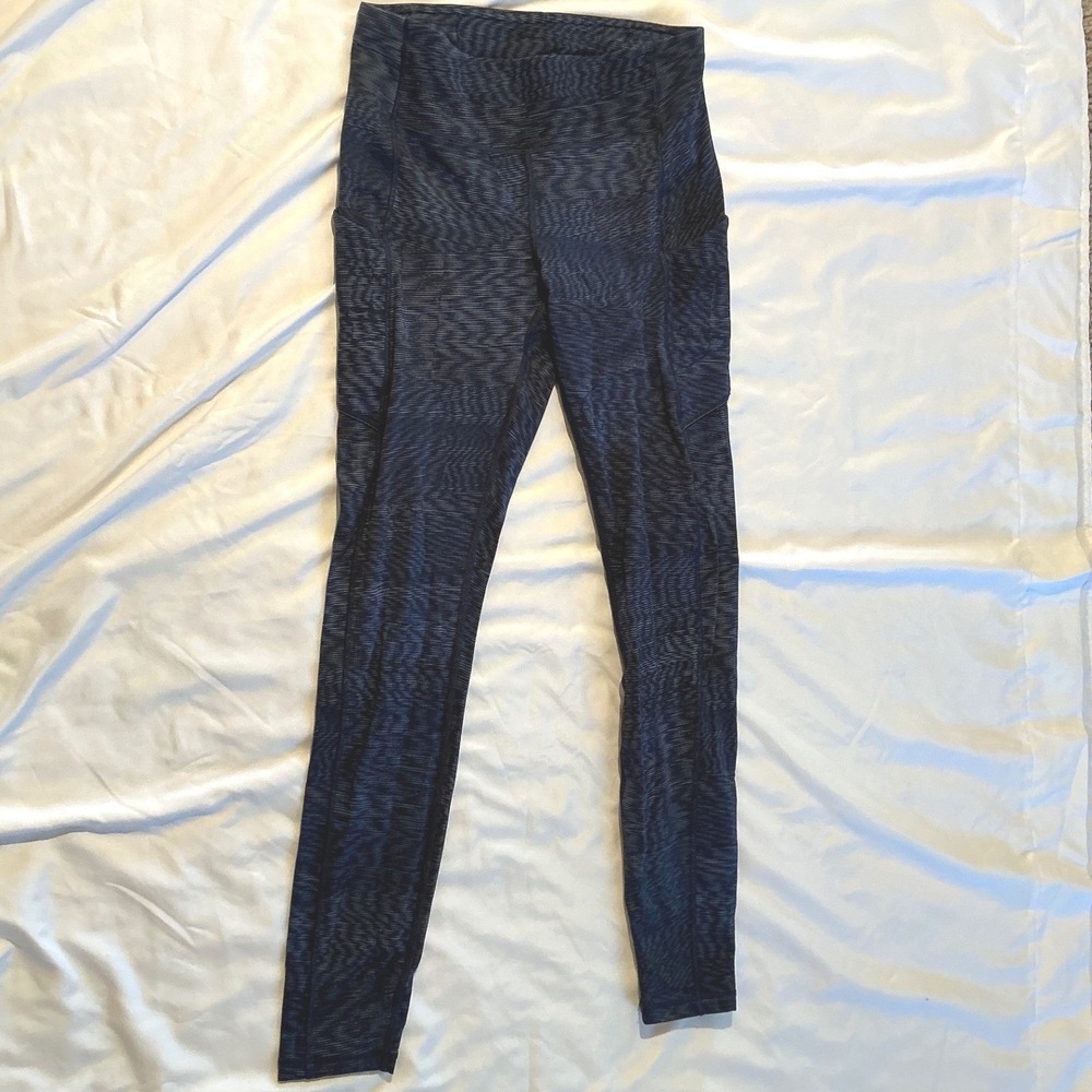 Lululemon Speed Up Tight 28 Space Dye Navy Grey‎ Running Leggings Womens Size 6